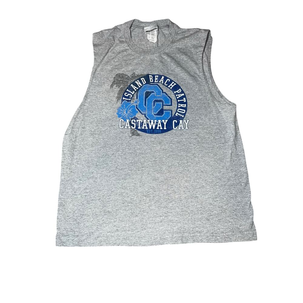 Disney Cruise Line Castaway Cat Island beach Patrol Gray adult Tank Top sz Large